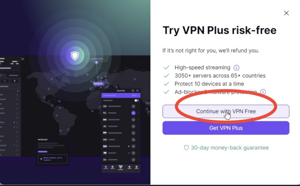 프로톤 VPN(ProtonVPN) Continue with VPN Free